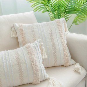 New Woven Tufted Boho Neutral Pillow Cover